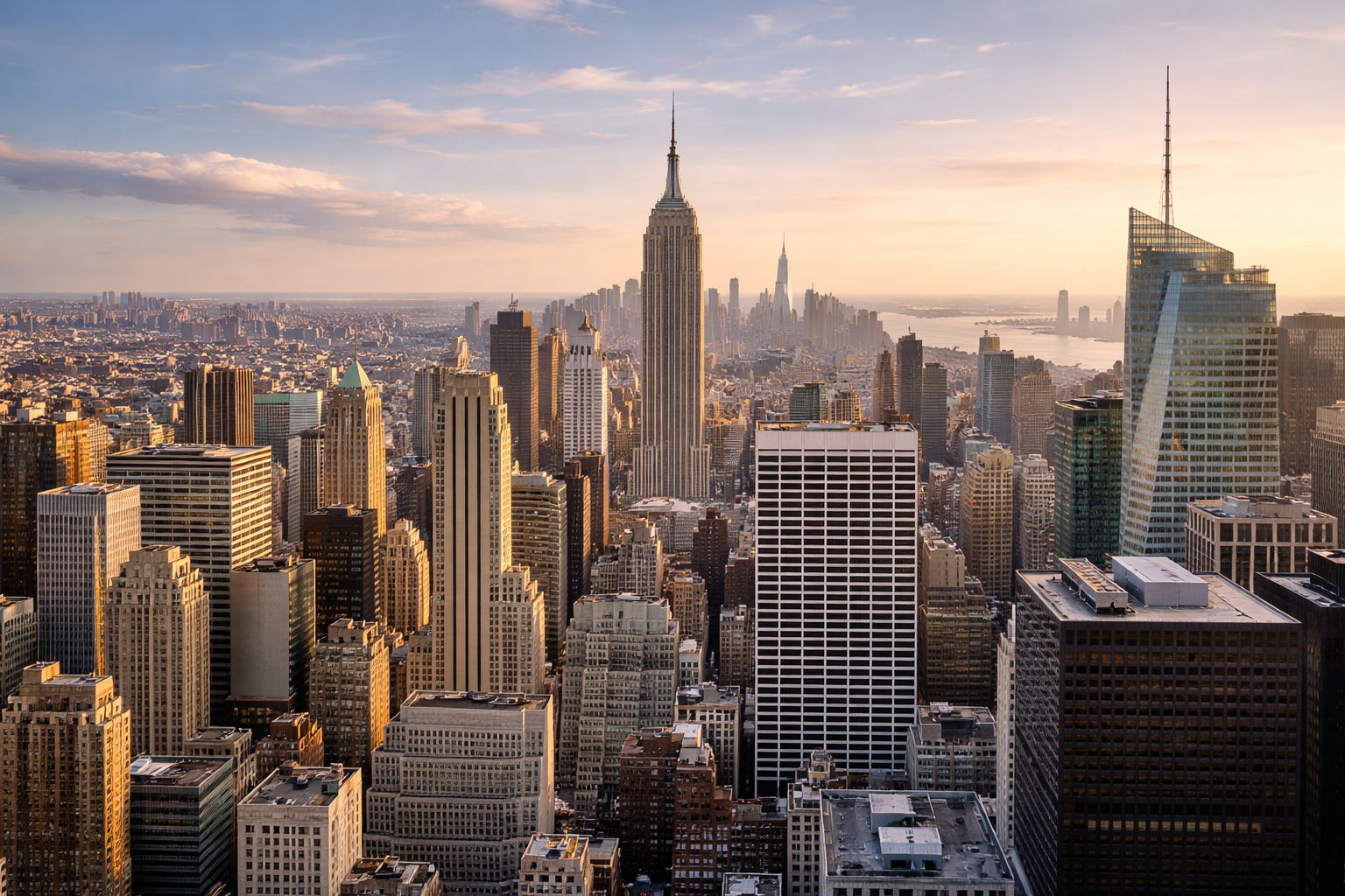 NYC skyline at sunset